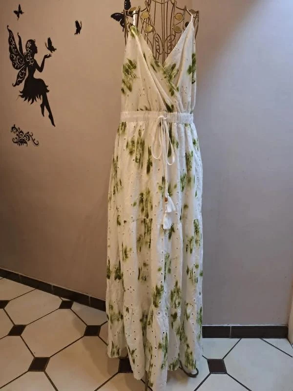 Vestido longo de algodão estampado e bordados ingleses – photo 2